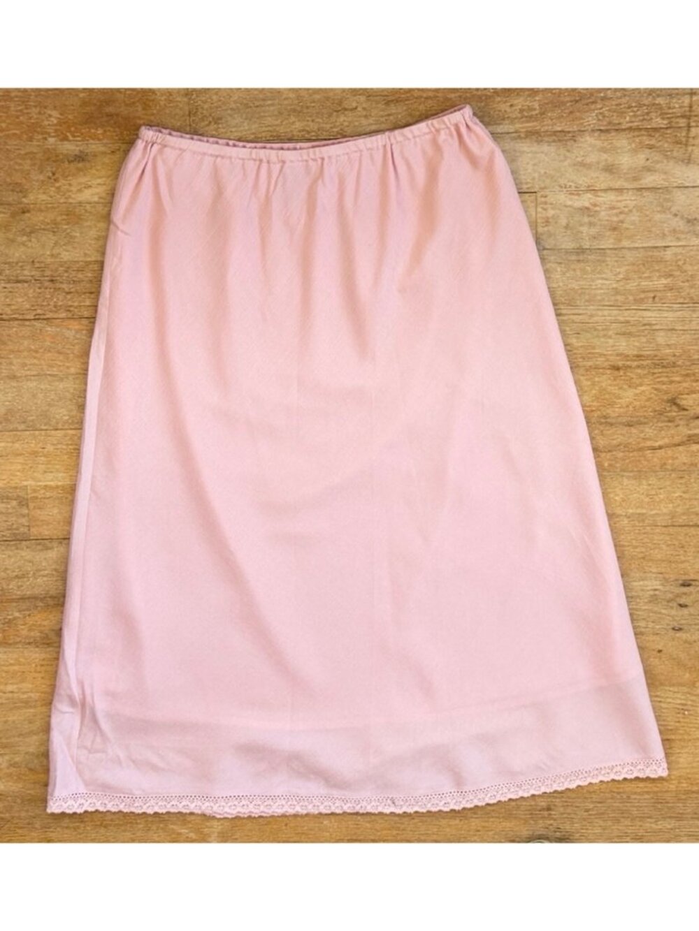 Vintage Pink Bias Cut Cotton/Silk Skirt Small/Medium 28-31" Waist Crochet Trim